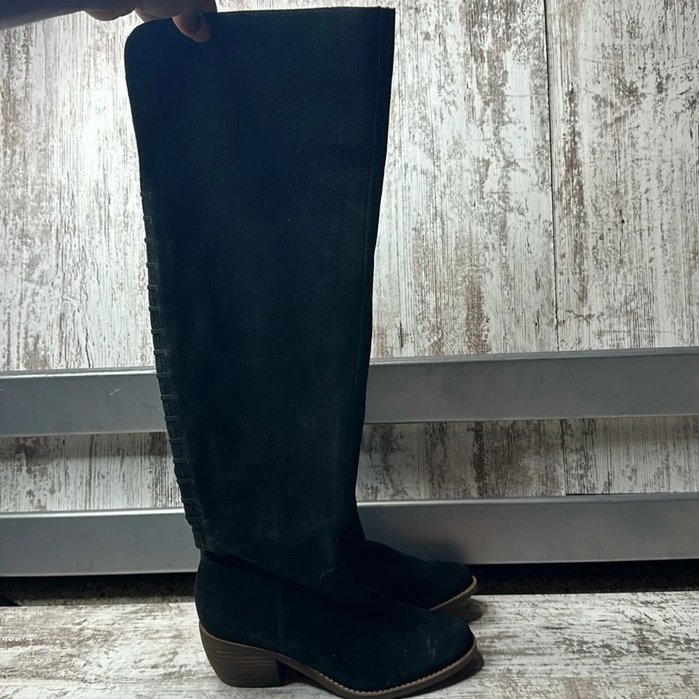 Lucky Brand Khlonn Stitched Over-The-Knee Boots - Storm - Size 7.5M